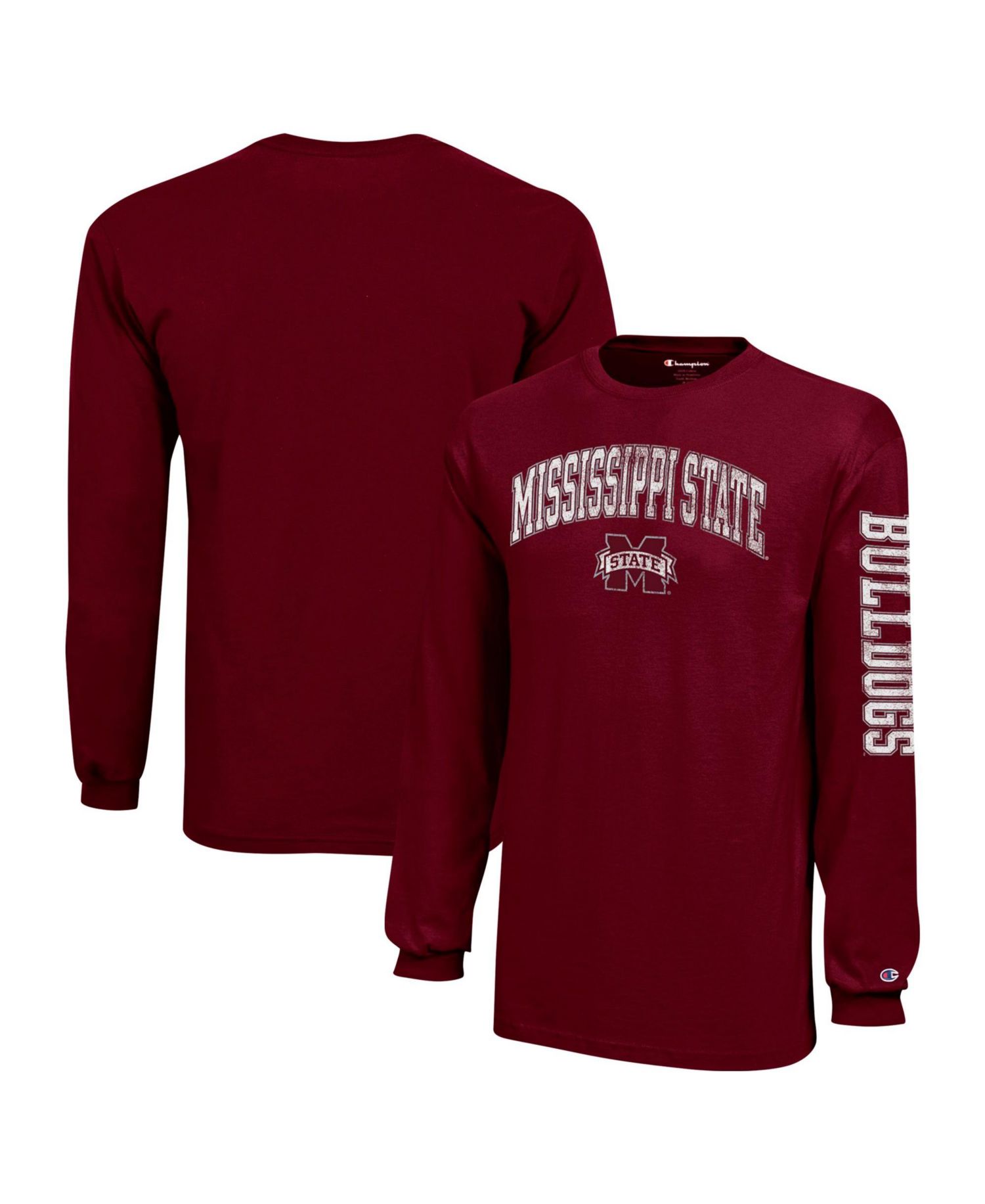 Big Boys and Girls Maroon Mississippi State Bulldogs Distressed Arch Over Logo Long Sleeve T-Shirt