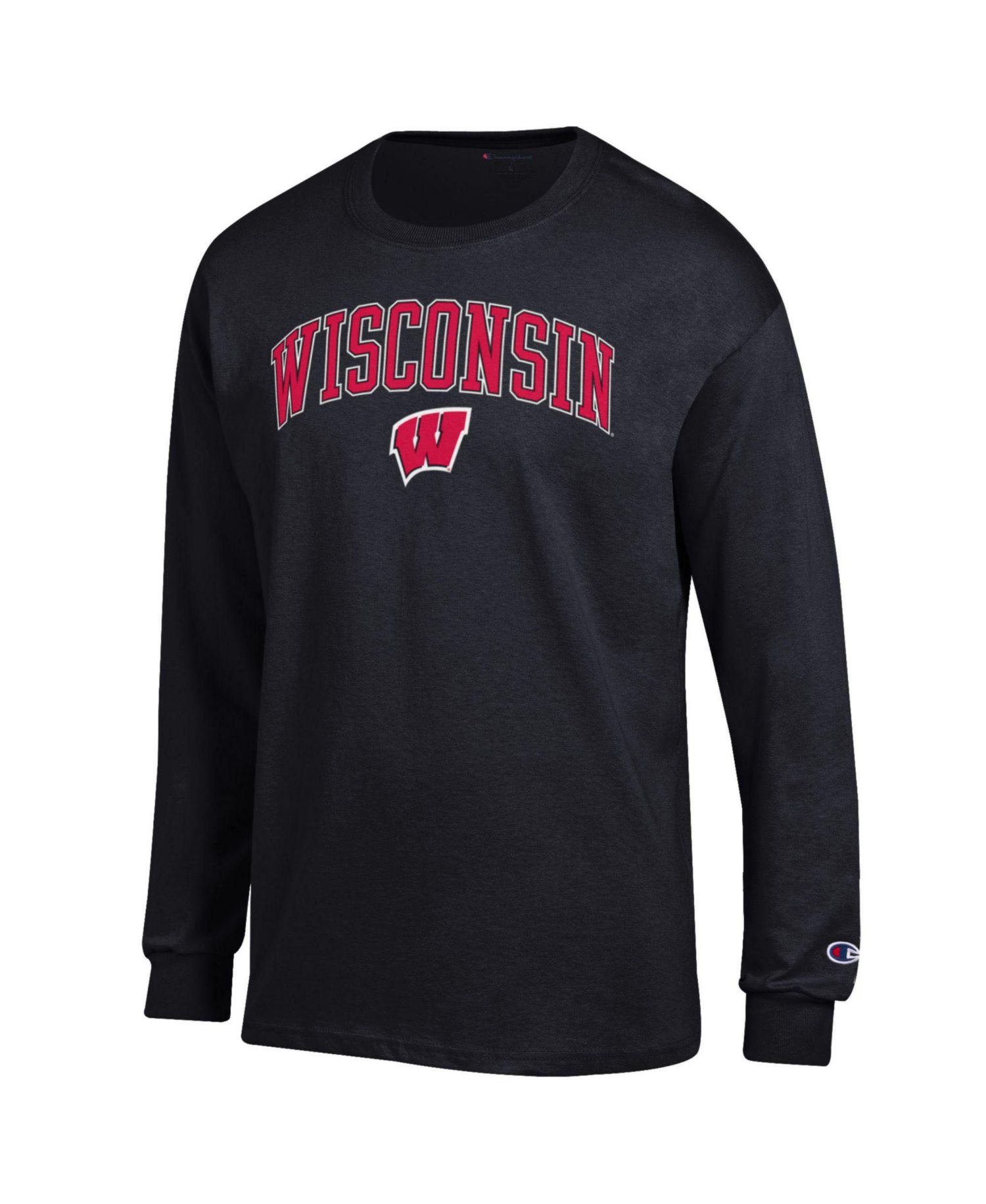 Men's Champion Black Wisconsin Badgers Arch Over Logo Long Sleeve T-Shirt