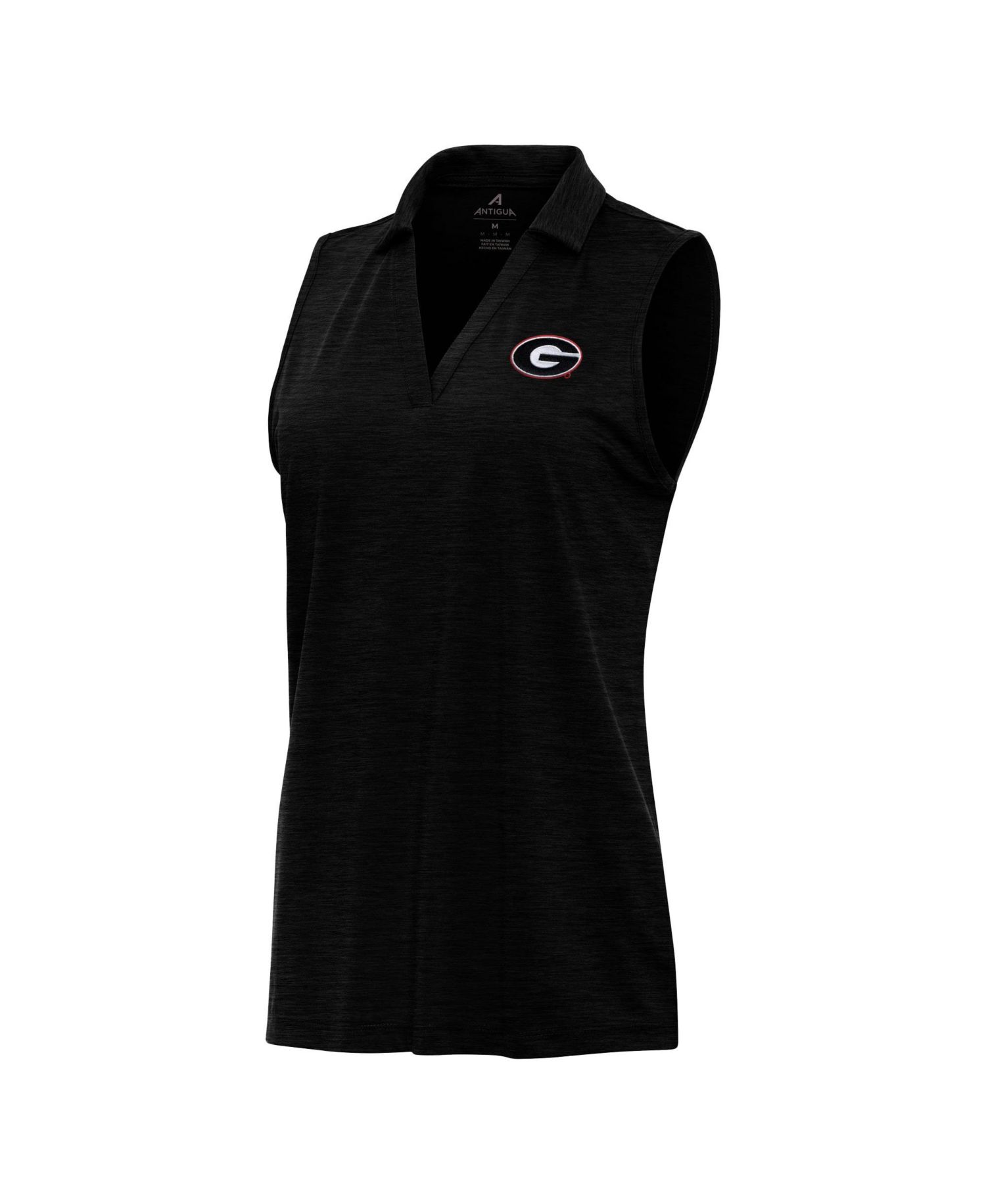 Women's Heather Black Georgia Bulldogs Layout Sleeveless V-Neck Polo Shirt