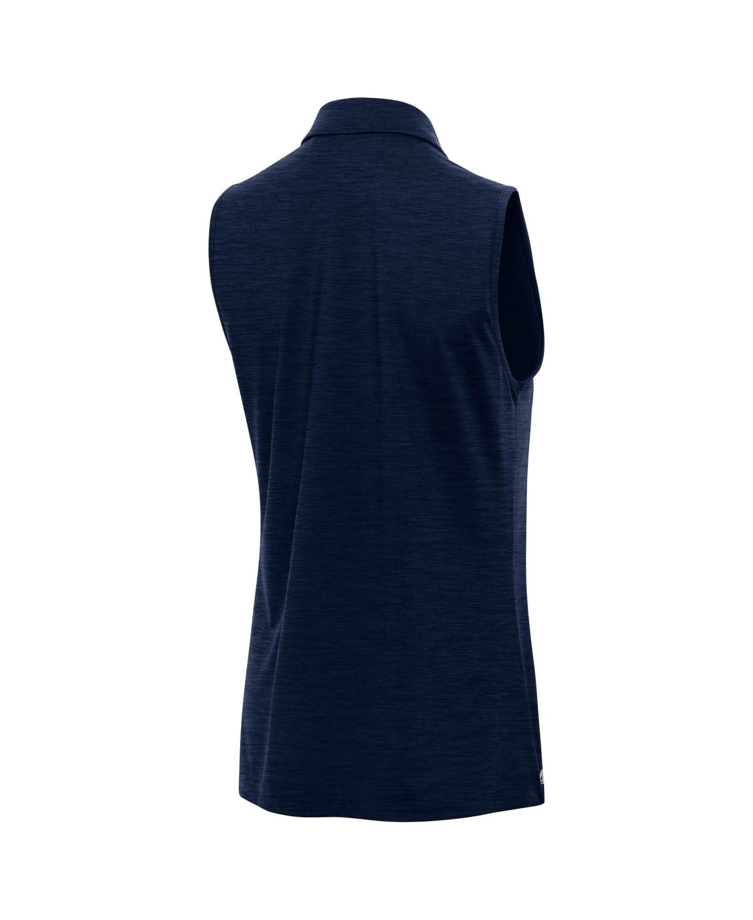 Women's Heather Navy Michigan Wolverines Layout Sleeveless V-Neck Polo Shirt