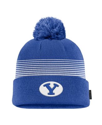 Men's Royal BYU Cougars 2026 On-Field Peak Cuffed Knit Hat with Pom