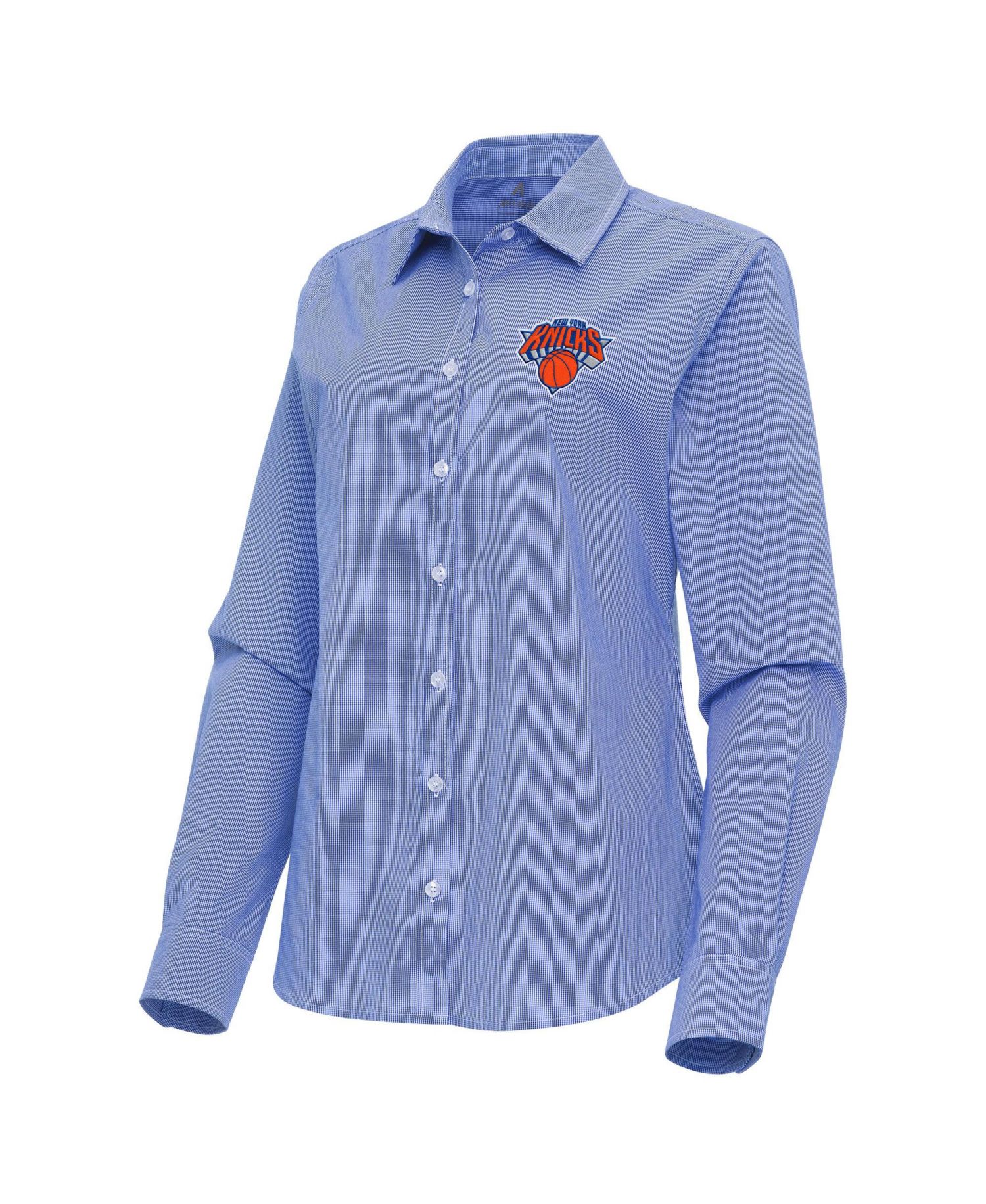 Women's Blue New York Knicks Porter Woven Long Sleeve Button-Up Shirt