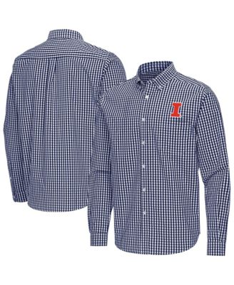 Men's Navy Illinois Fighting Illini Ellis Woven Tri-Blend Long sleeves Button-Down Shirt