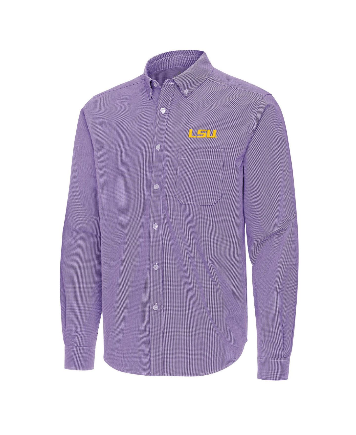 Мужская рубашка Antigua Purple LSU Tigers Porter Woven Tri-Blend Long Sleeve Button-Down — фото 2