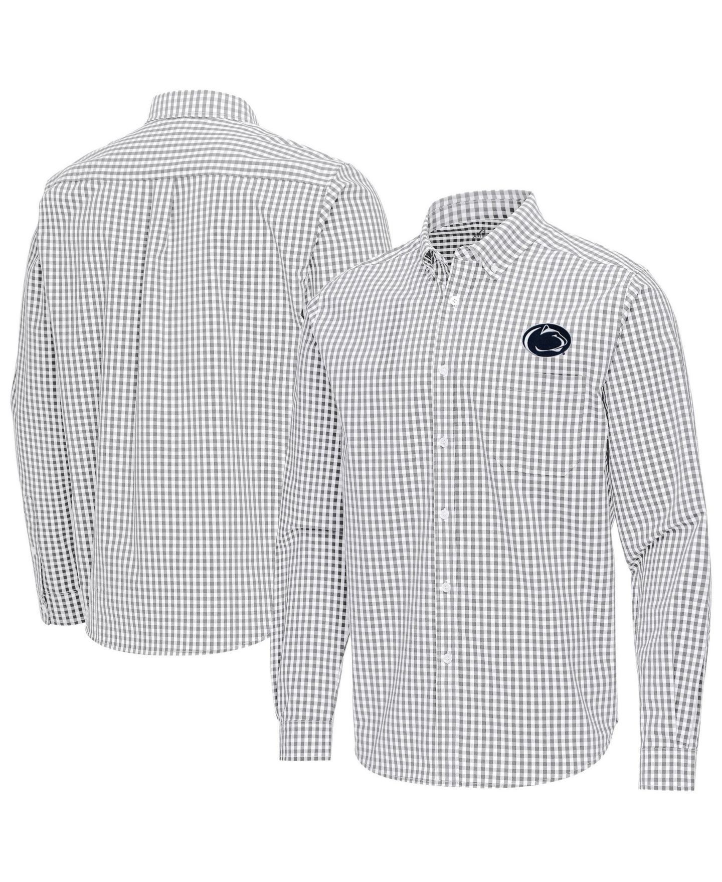 Мужская рубашка Antigua Gray Penn State Nittany Lions Ellis Woven Tri-Blend Long Sleeve Button-Down — фото 1
