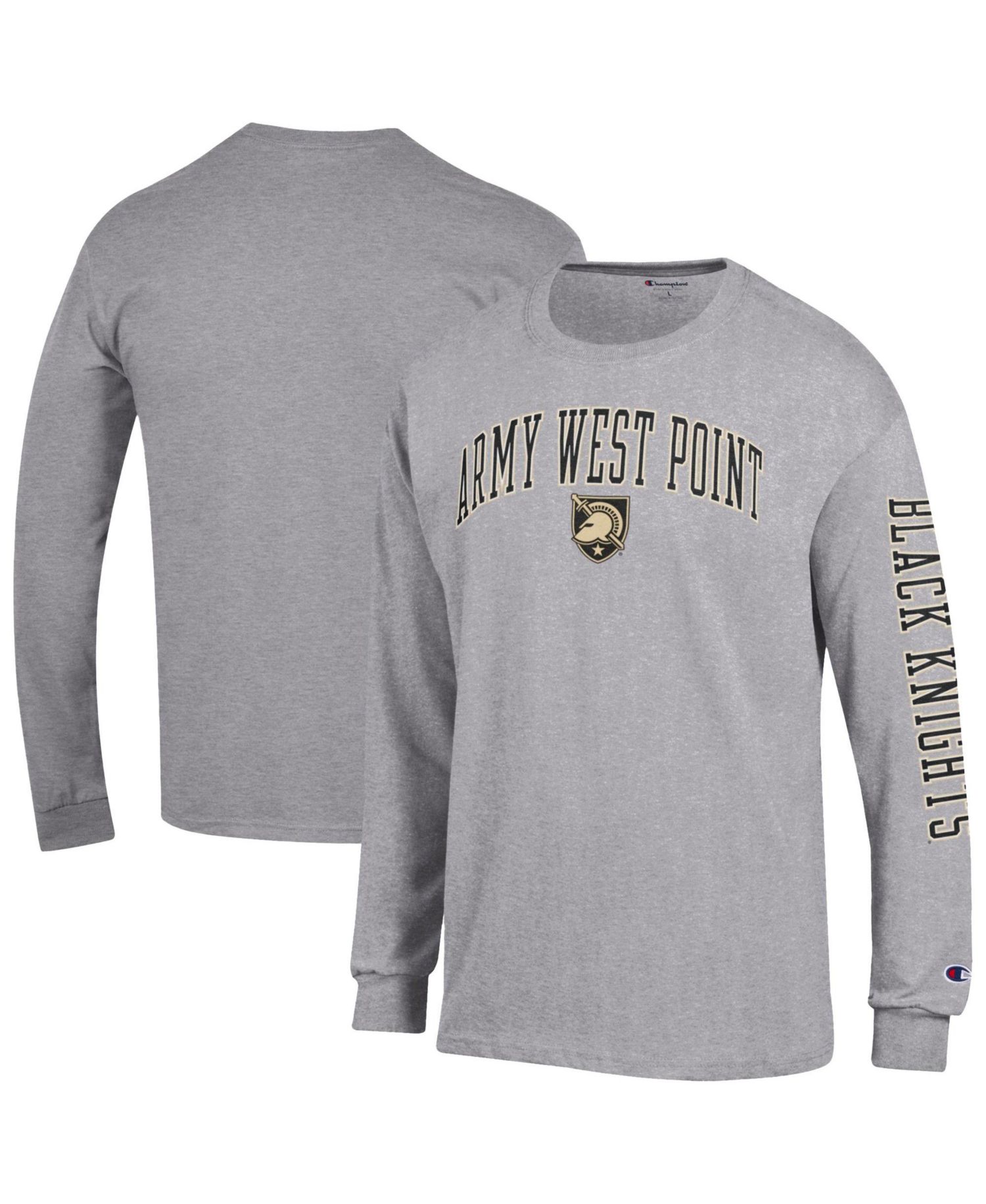 Men's Heather Gray Army Black Knights Arch Over Logo 2-Hit Long Sleeve T-Shirt