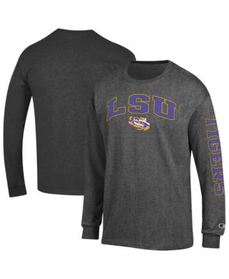Men's Charcoal LSU Tigers Arch Over Logo 2-Hit Long Sleeve T-Shirt