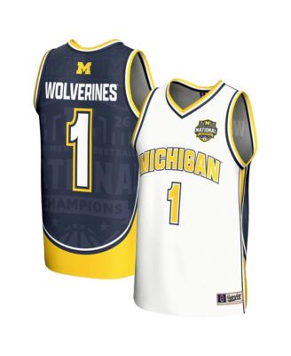 Big Boys and Girls White Michigan Wolverines 2026 NCAA Men's Basketball National Champions 1 Commemorative Fashion Jersey