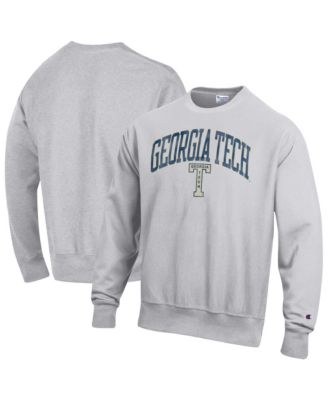 Men's Gray Georgia Tech Yellow Jackets Distressed Arch Over Logo Reverse Weave Crew Neck Sweatshirt