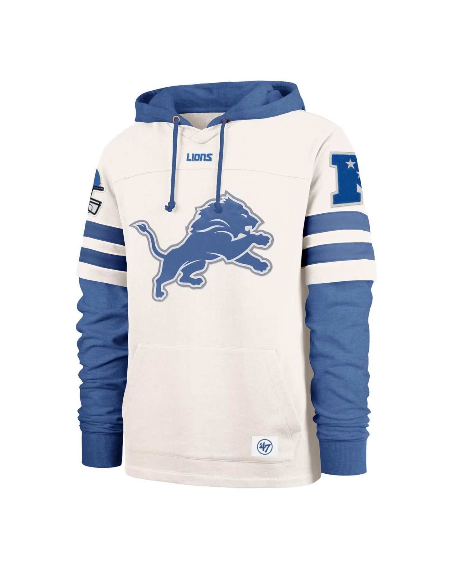 Men's Cream Detroit Lions Split Zone Cornerback Duo Lacer Hoodie