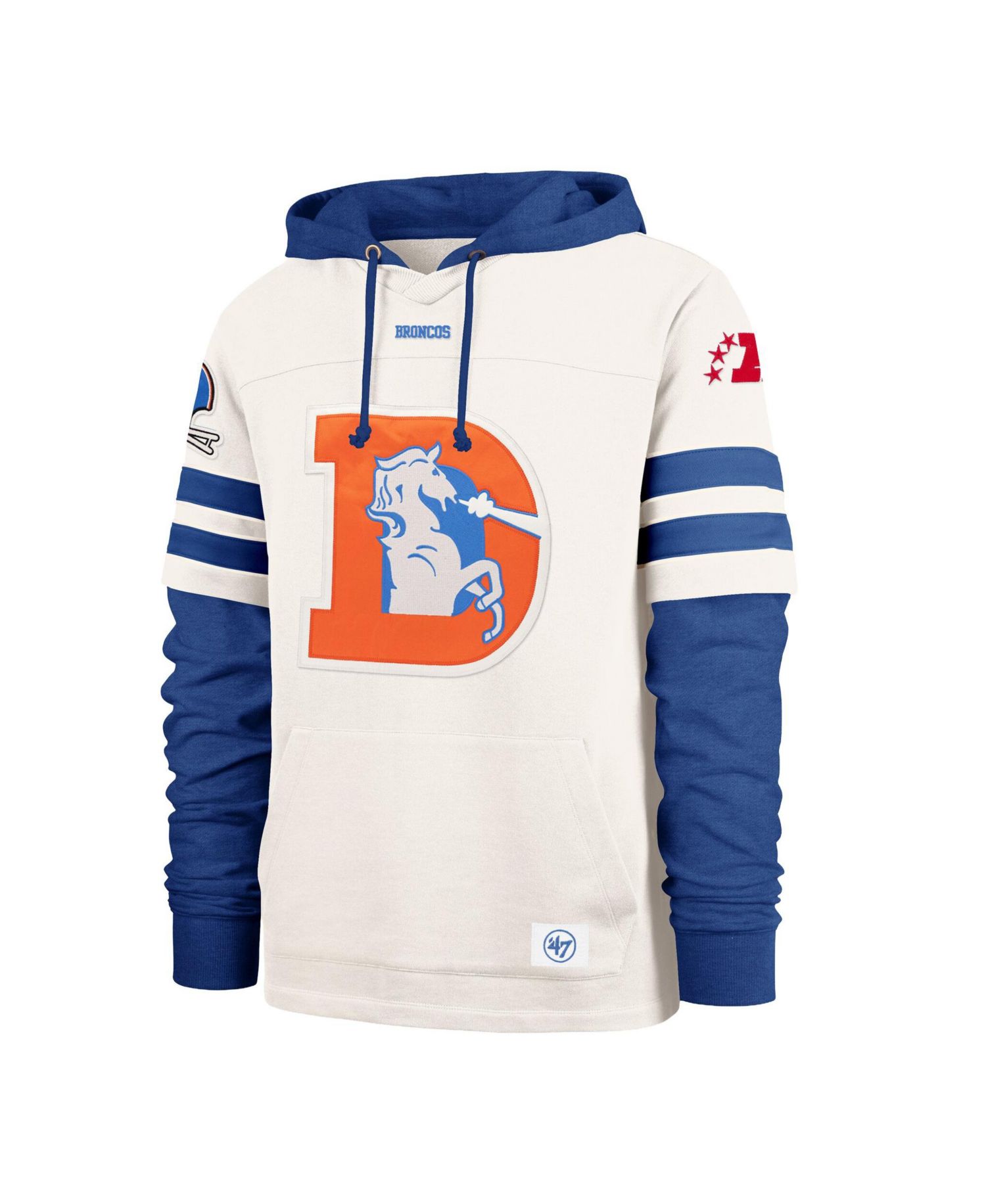 Men's Cream Denver Broncos Split Zone Cornerback Duo Lacer Hoodie