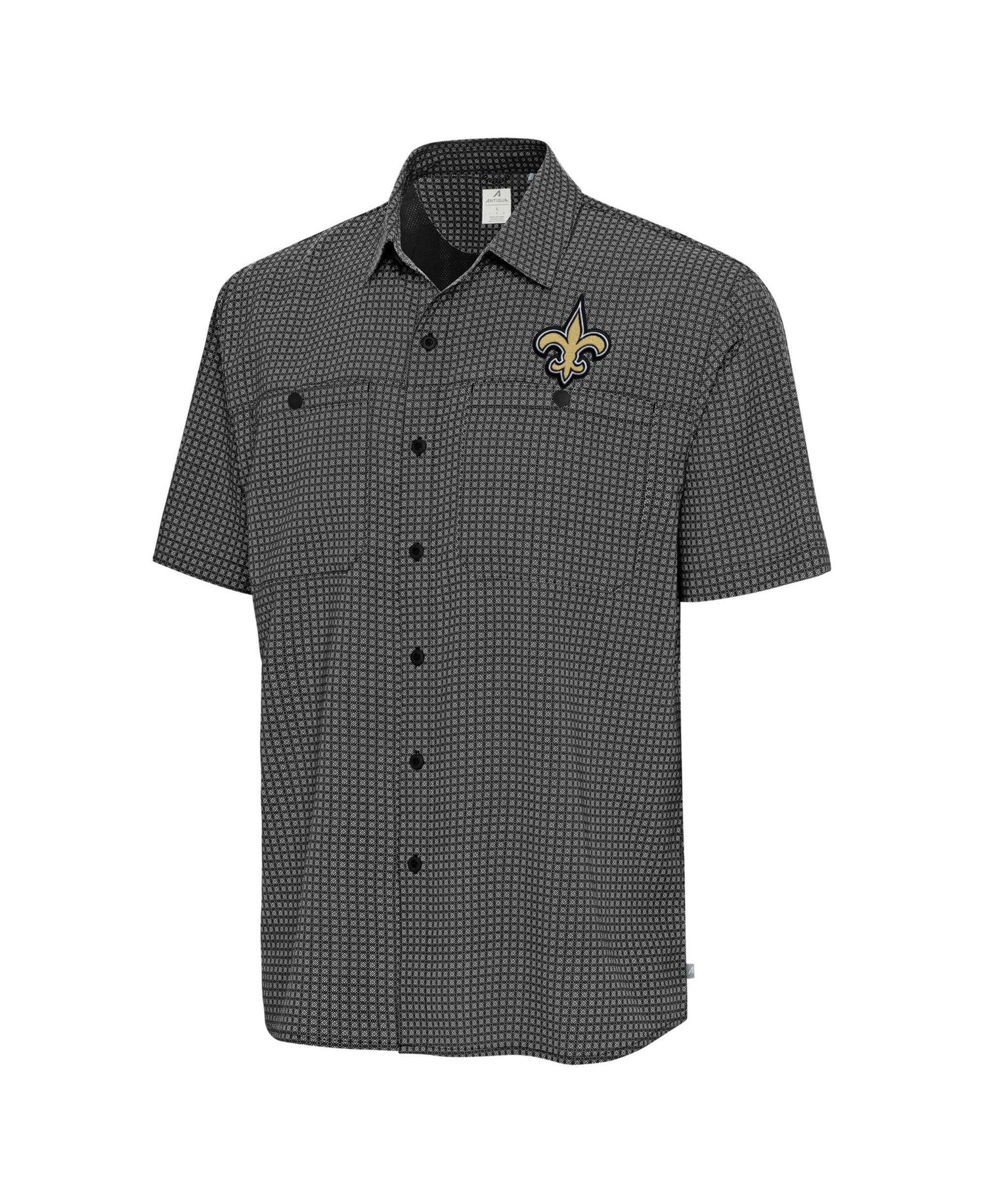 Men's Black New Orleans Saints Mosaic Button-Up Shirt