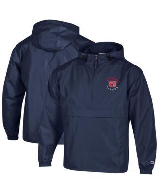 Men's Navy Auburn Tigers Packable Hooded Windbreaker Half-Zip Jacket
