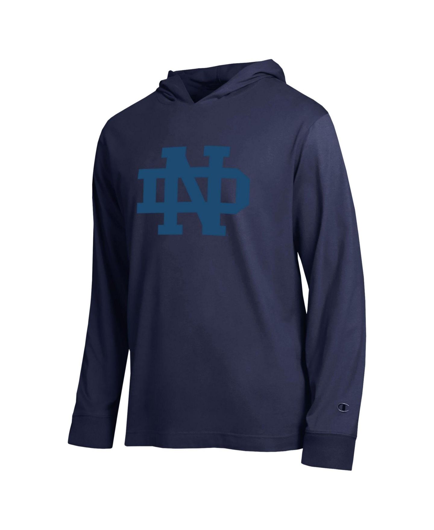 Мужская футболка Champion Navy Notre Dame Fighting Irish Tonal All-Star Long Sleeve Hooded — фото 2