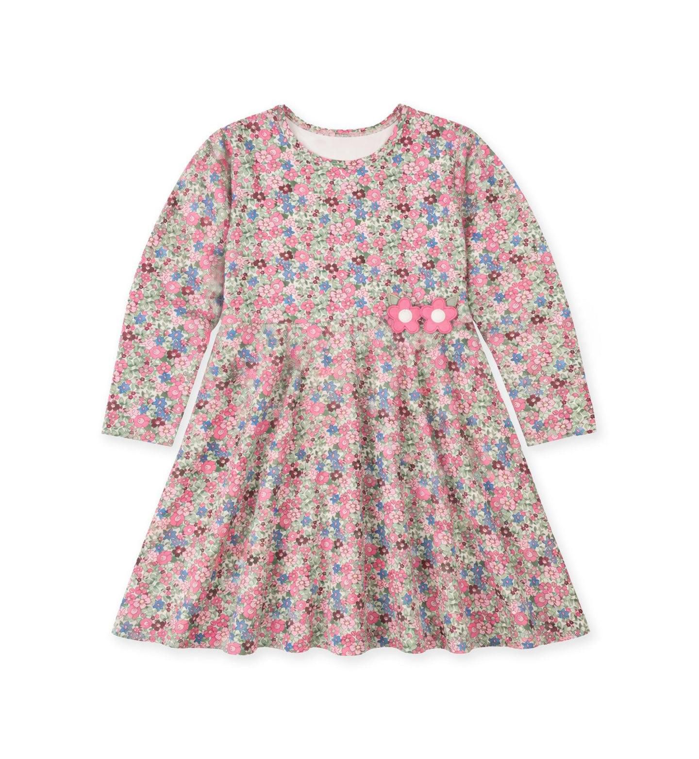 Платье Florence Eiseman Floral Knit Dress with Flowers для девочек, цвет: Молочный / Розовый — фото 1