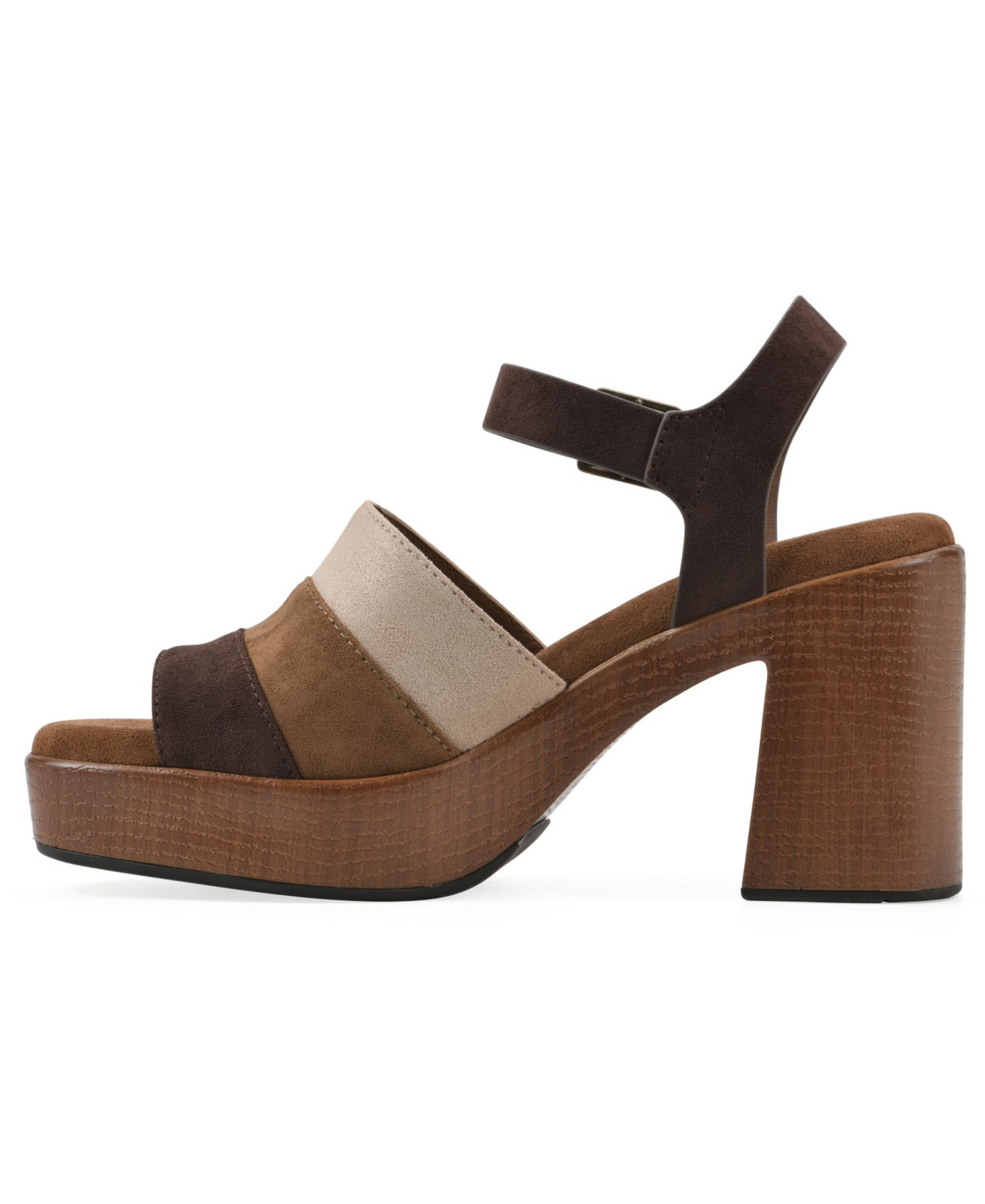Женские сандалии White Mountain Barrette Platform Block Heel Dress Sandals, цвет: Коричневый разноцветный — фото 6