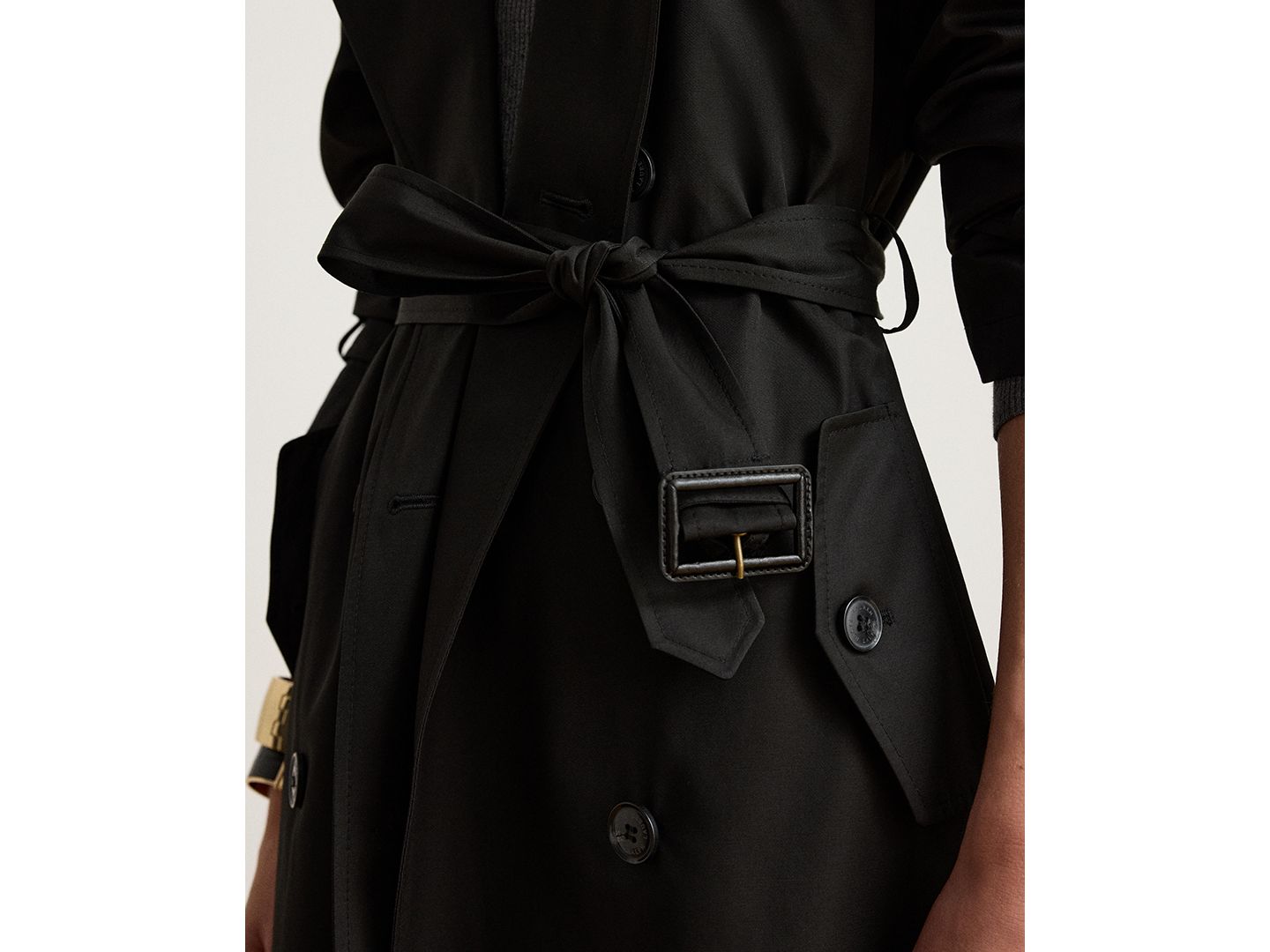 Женское пальто Lauren Ralph Lauren Double-Breasted Maxi Trench Cotton-Blend, цвет: Чёрный — фото 6
