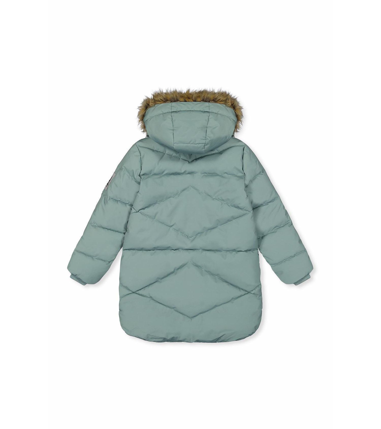 Little and Big Girl ( 6 to 14 ) Long Winter Puffer Coat Sage