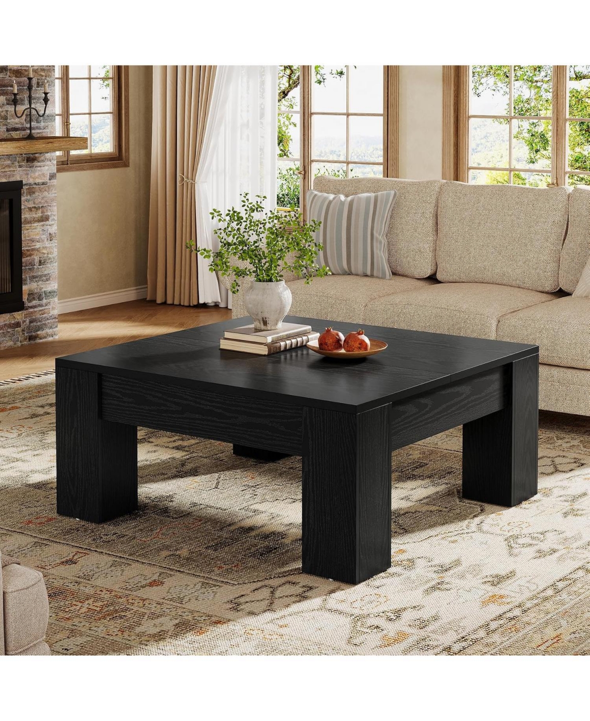 Tribesigns Square Coffee Table, 39-Inch Wooden Table with Sturdy Legs, Easy Assembly