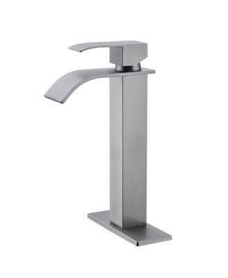 Single Handle Waterfall Bathroom Sink Faucet, Stainless Steel Tall Vessel Faucet, Corrosion-Resistant