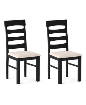 High Back Dining Room Chairs Set of 2 with Padded Seats and Hollowed Backrest Faux Linen Upholstery