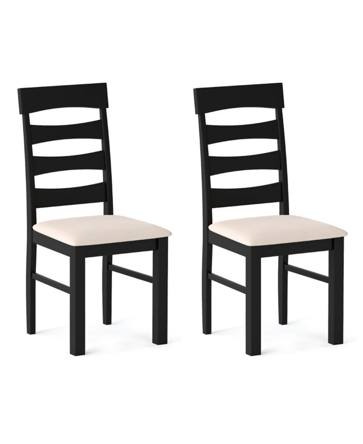 Sugift High Back Dining Room Chairs Set of 2 with Padded Seats and Hollowed Backrest Faux Linen Upholstery