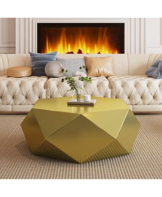  Modern Stainless Steel Geometric Coffee Table, No Assembly