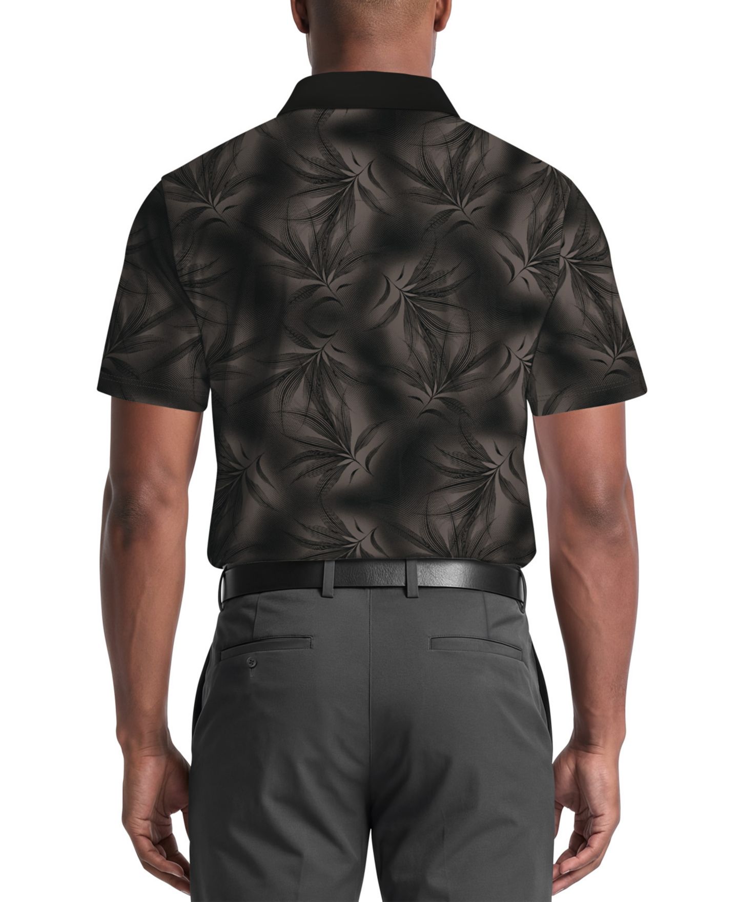 Мужское поло PGA TOUR Foliage Print Golf Regular-Fit Polo Shirt, цвет: Caviar — фото 4