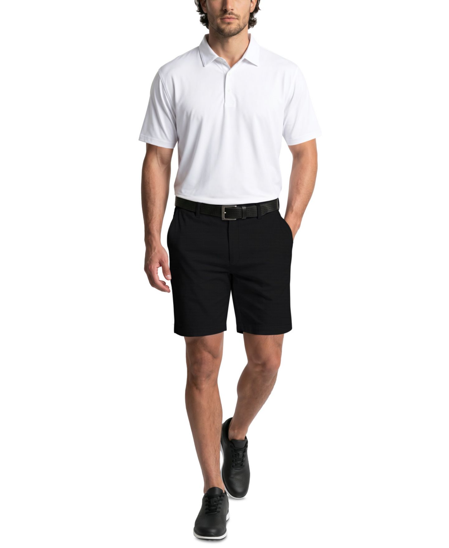 Мужские шорты PGA TOUR Herringbone Moisture-Wicking Shorts, 8" Inseam, цвет: Caviar — фото 2