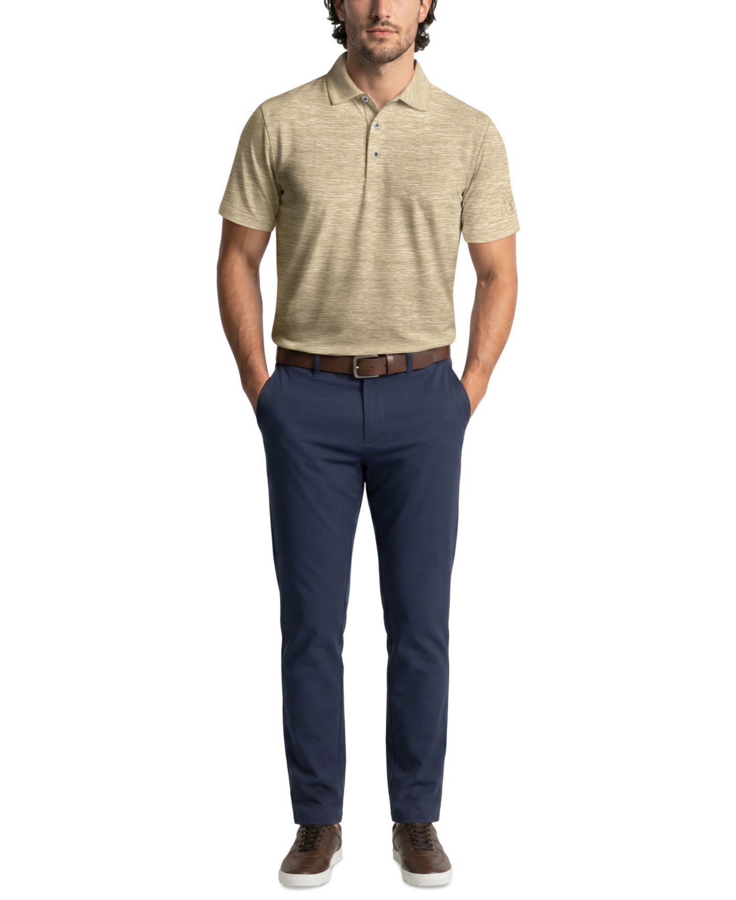 Мужское поло PGA TOUR Jaspe Airflux Regular-Fit Polo Shirt, цвет: Серебряный меланжевый — фото 2