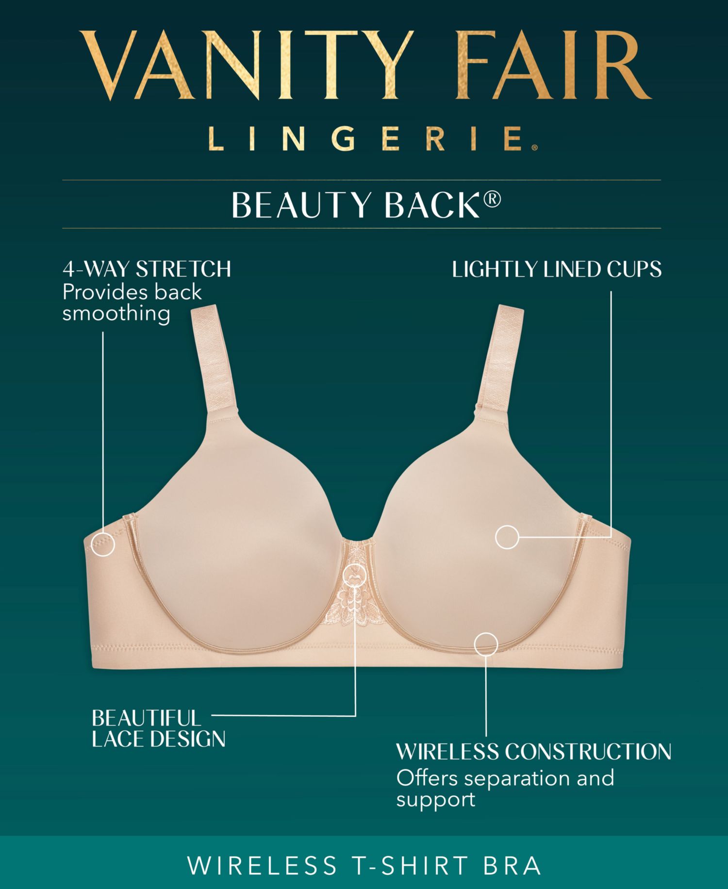 Women's Full Figure Beauty Back Smoother Wireless Bra 71380