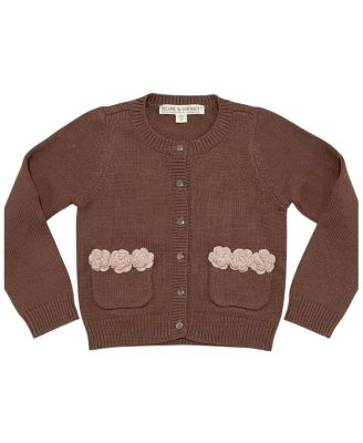 Little and Big Girls' (XXS-L) Organic Rosette Pocket Cardigan Sweater