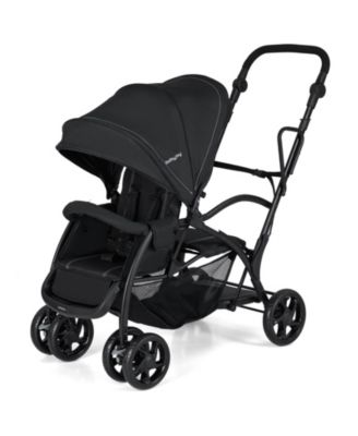Sit and Stand Double Stroller with Adjustable Handle Bar Backrests Footrest Canopies