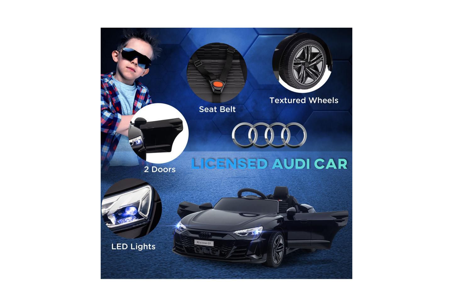 Детская игрушка YOBTOP Audi RS E-tron GT 12V Licensed Remote-Control Electric Ride-On Car, 55 lb. Capacity, от 3 лет, цвет: Чёрный — фото 6