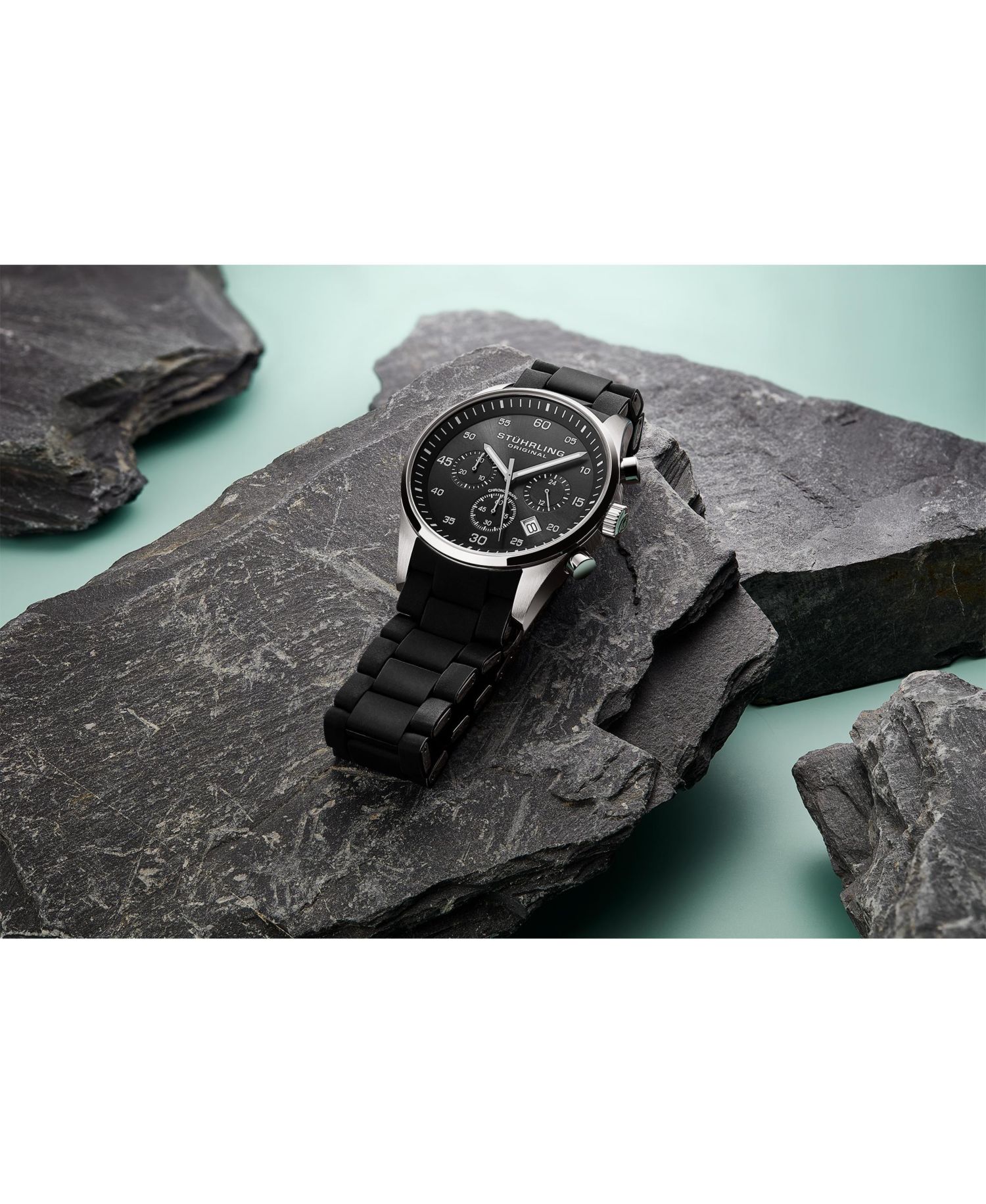 Velocity 4076 Chronograph Men s 43mm Quartz Watch - Multi-Function Dial, Krysterna Crystal, Silicone Strap, 50M WR