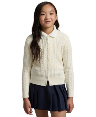 Girls' 7-16 Cable-Knit Cotton Cardigan