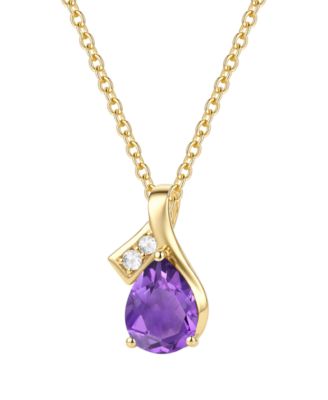 Amethyst (1 ct. t.w.) & Diamond Accent (0.04 ct. t.w.) Pendant Necklace in 14k Yellow Gold
