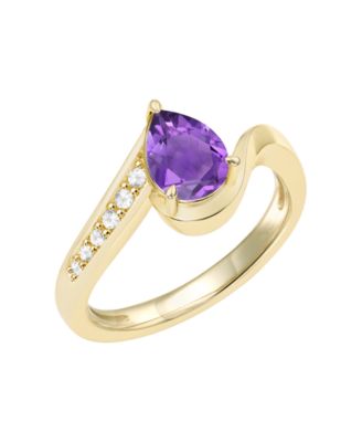 Garnet (1-1/5 ct. t.w.) & Diamond (1/10 ct. t.w.) Ring in 14k Yellow Gold (also in Peridot, Citrine, Amethyst, and 14k White Gold Blue Topaz) 