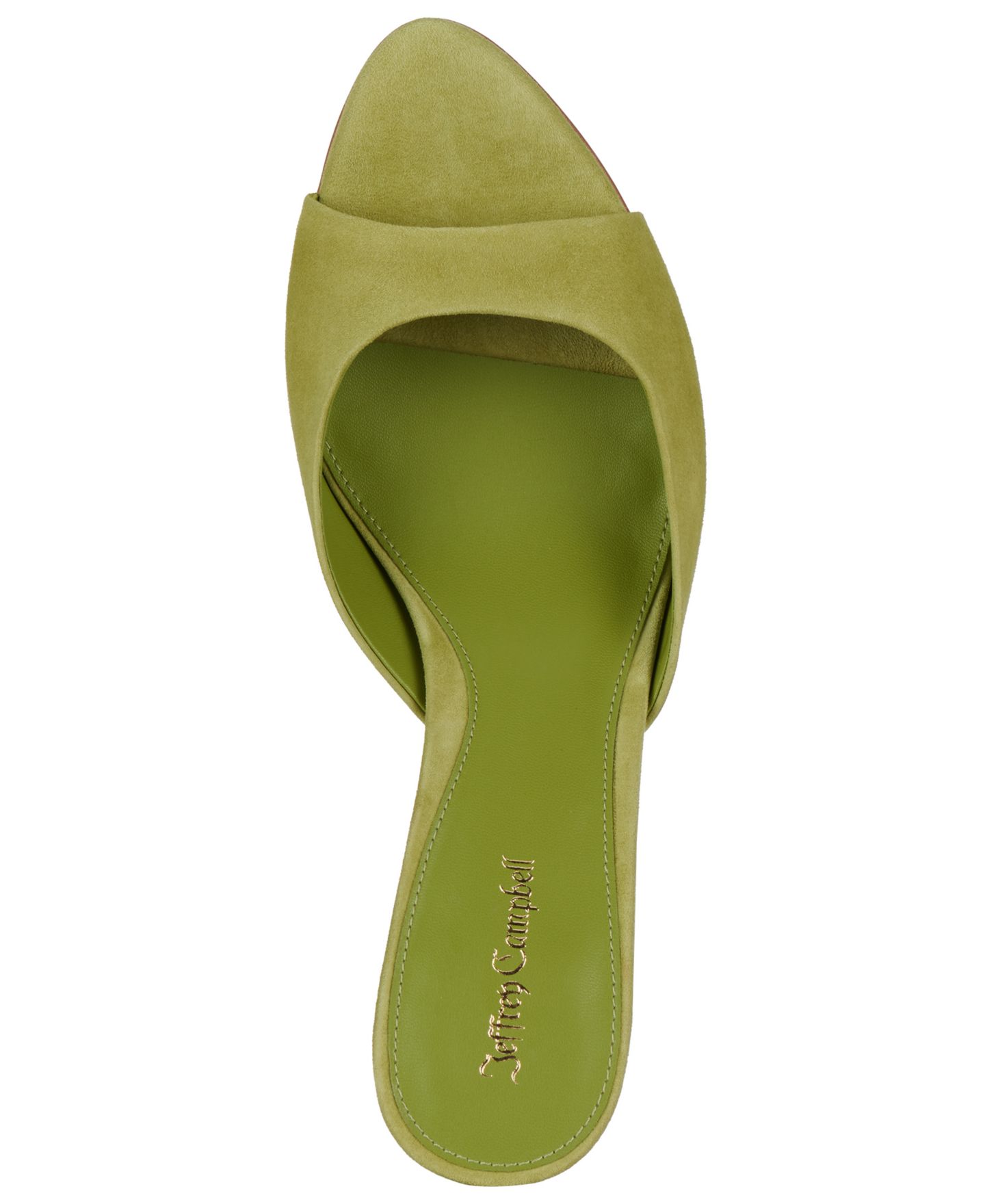 Женские сандалии Jeffrey Campbell Spy-Kid Mid-Heel Slip-On Dress Sandals, цвет: Яркий шартрез замшевый — фото 4