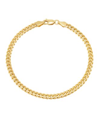 Solid Cuban Chain Bracelet in 18k Gold-Plated Sterling Silver