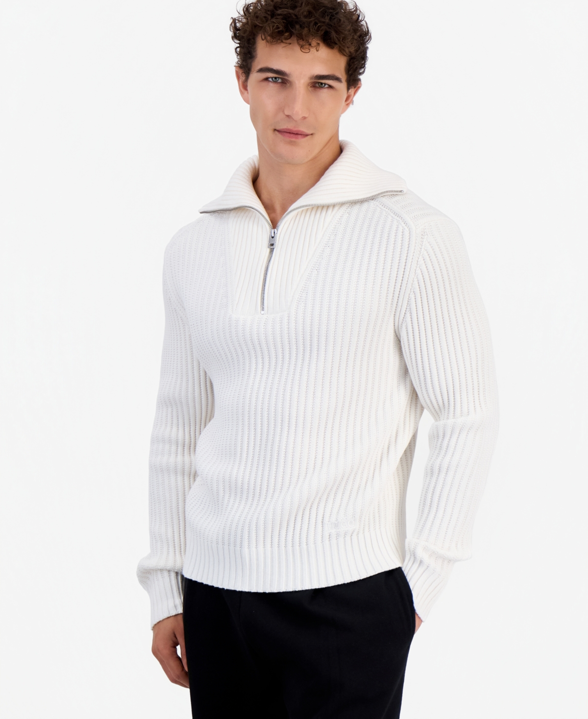 Hugo Boss Men's Srithon Half-Zip Turtleneck Relaxed-Fit Sweater