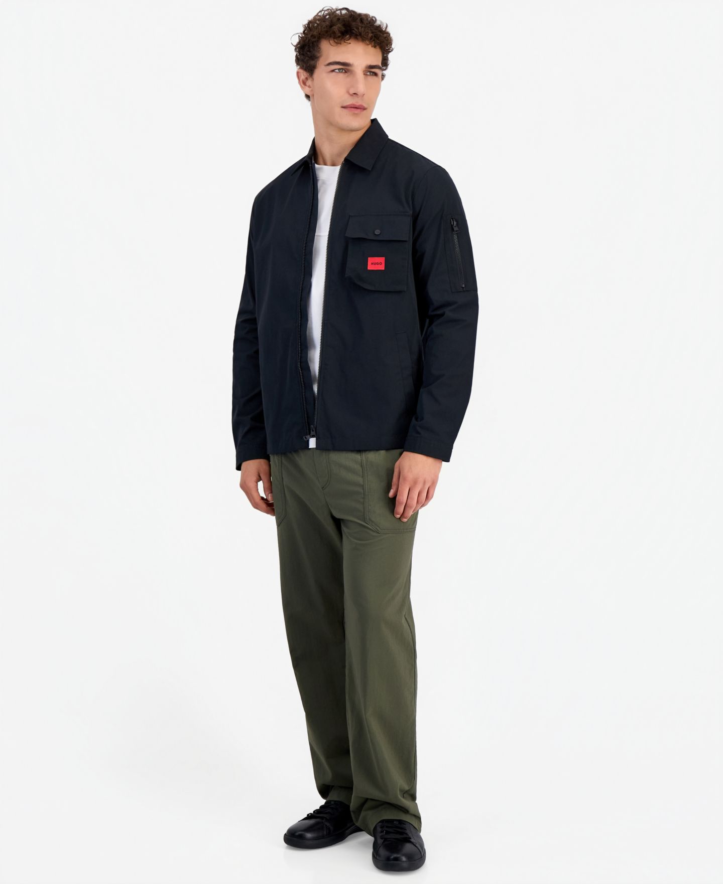 Мужская куртка Hugo Boss Emmond Camp Collar Zip-Front Closure Shirt Jacket, цвет: Чёрный — фото 2