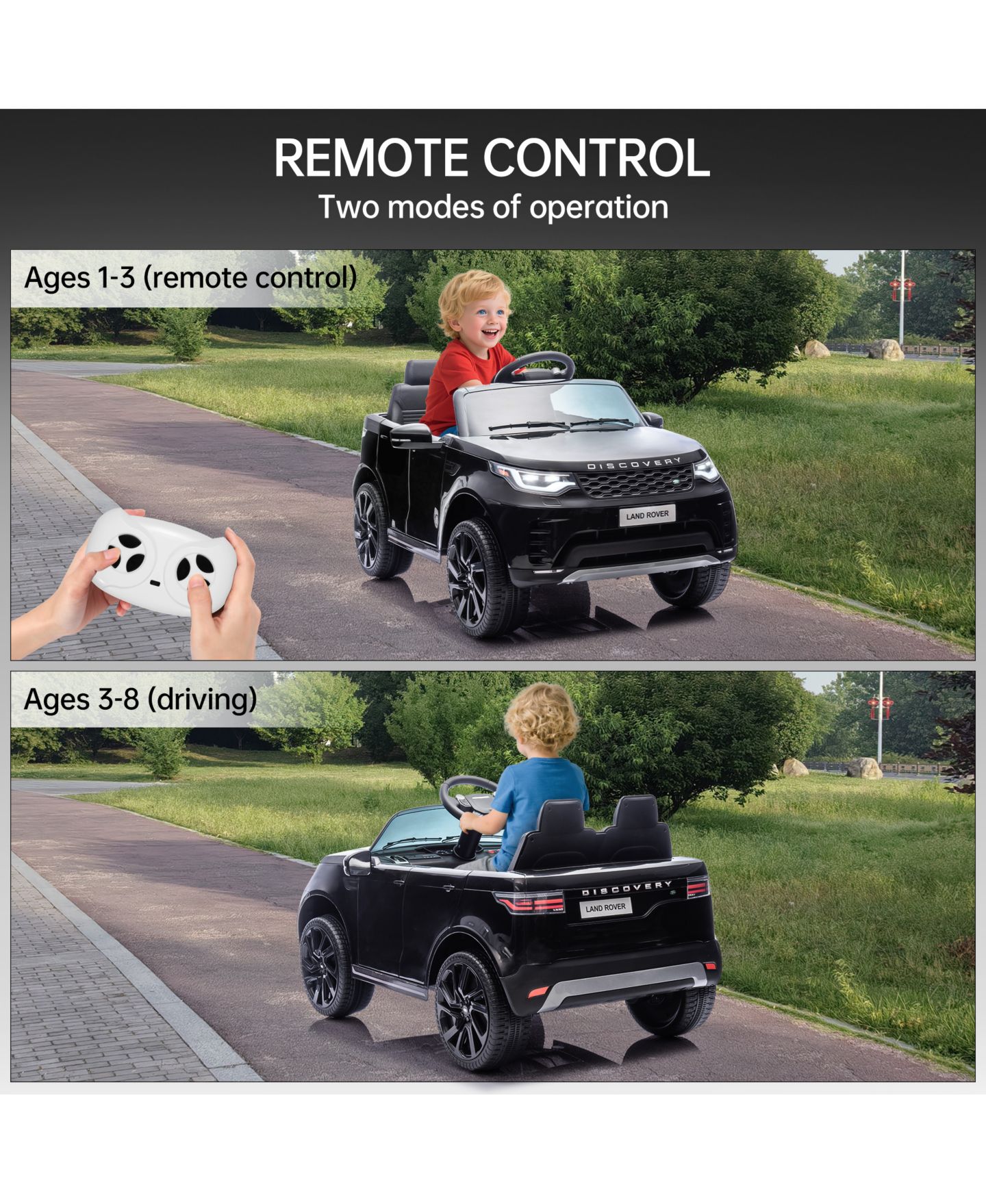Детская игрушка homfan 12V Licensed Land Rover 2-Seater Battery-Powered Ride-On Car with Remote Control, Ages 3-8, цвет: Чёрный — фото 5