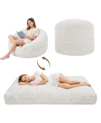4 in 1 Bean Bag Chair for Adult, Large Beanbag with Memory Foam and Removable Cover, Oversized Ultra Soft Velvet Lazy Sofa Couch Bed