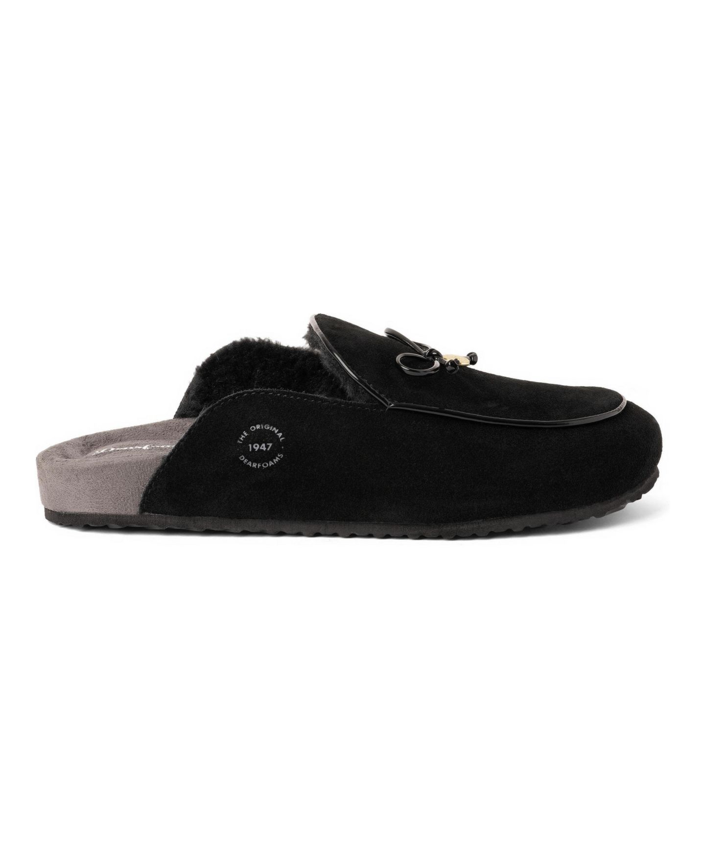 Женские тапочки Dearfoams Falan Genuine Suede Scuff Slippers, цвет: Чёрный — фото 2