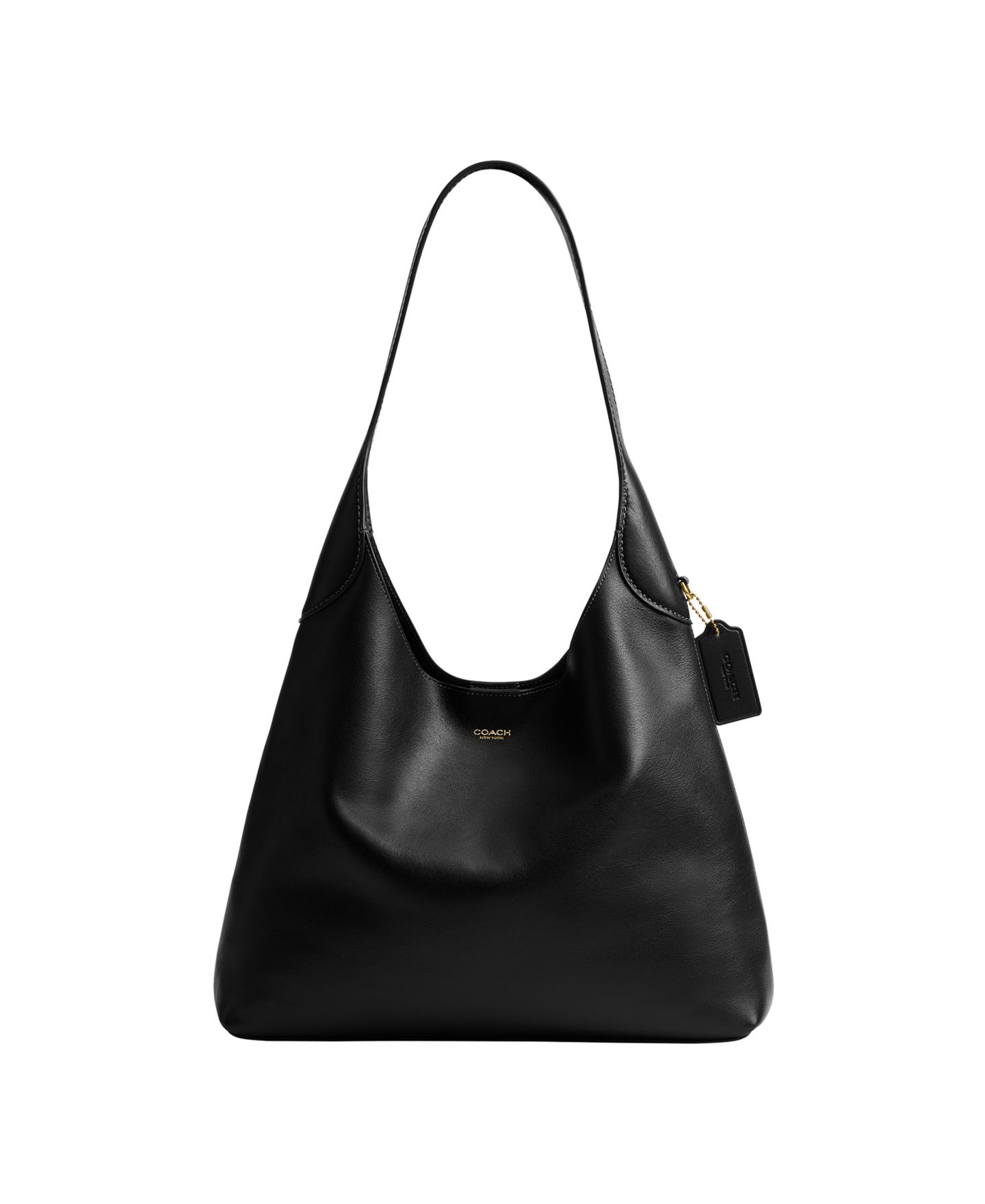 Женская сумка COACH Brooklyn Large Leather Shoulder 34, цвет: Латунный / Чёрный — фото 1