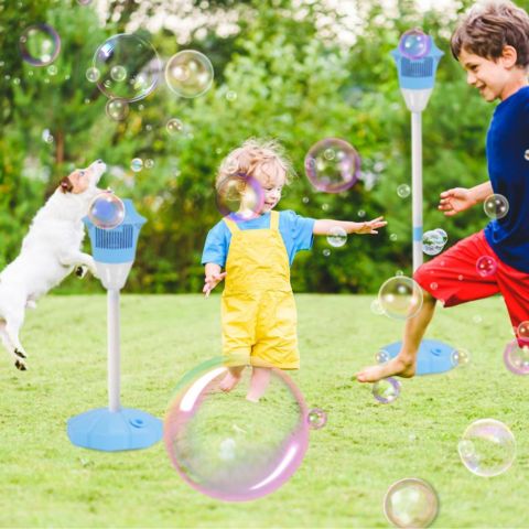 Детские игрушки ZENY 3-in-1 Rechargeable Standing Bubble Machine with Music and Lights, Adjustable Height, 2-Pack, Ages 3+, цвет: Синий