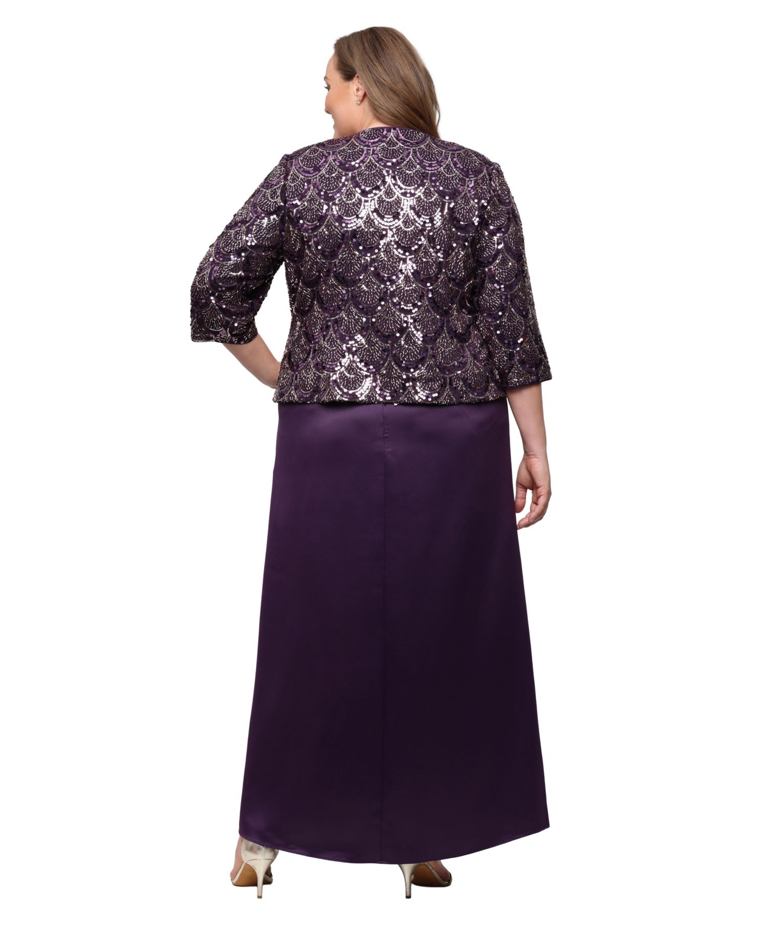 Plus Size Long Sequin Jacket Dress