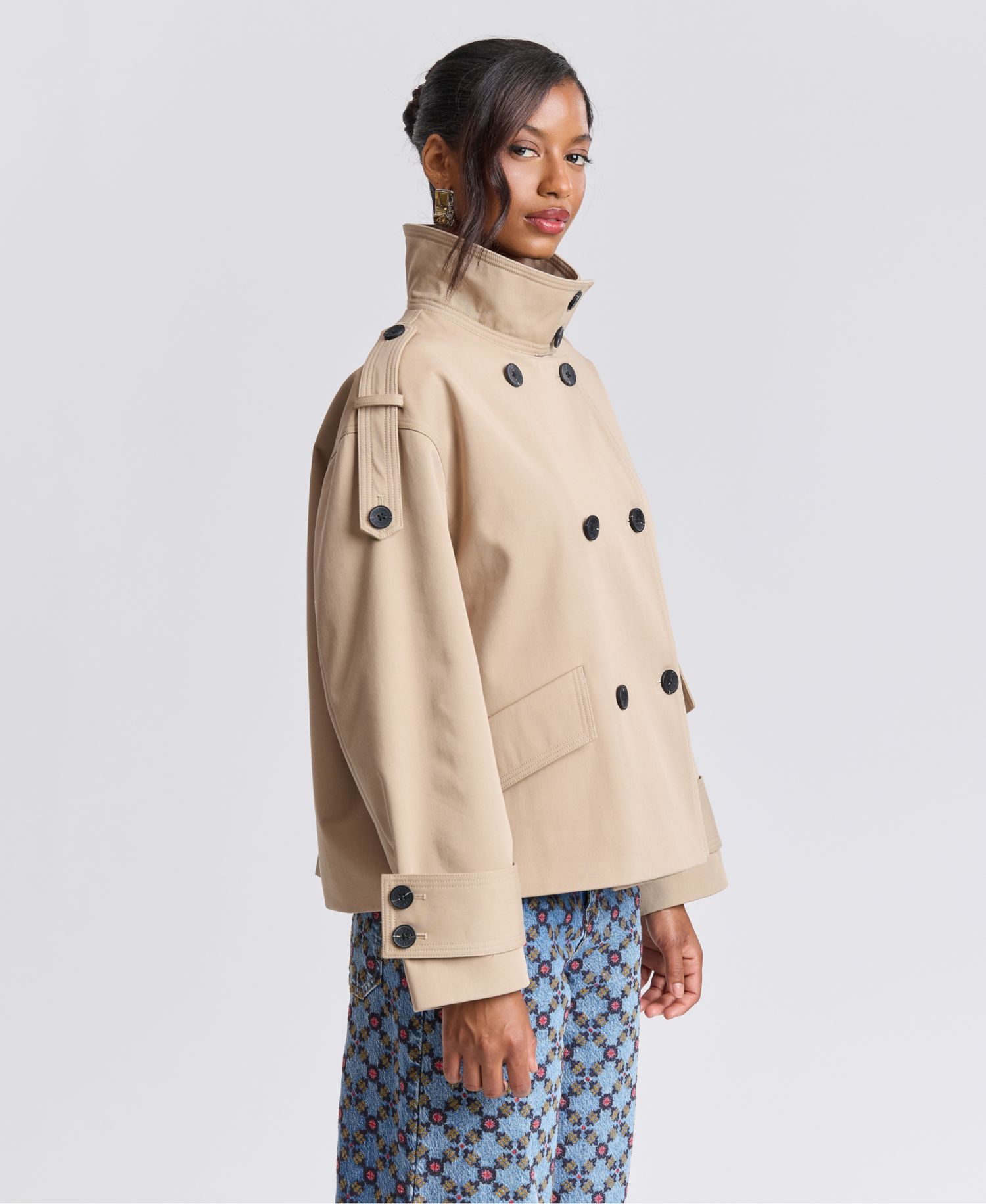 Women's Double-Breasted Short Trench Coat