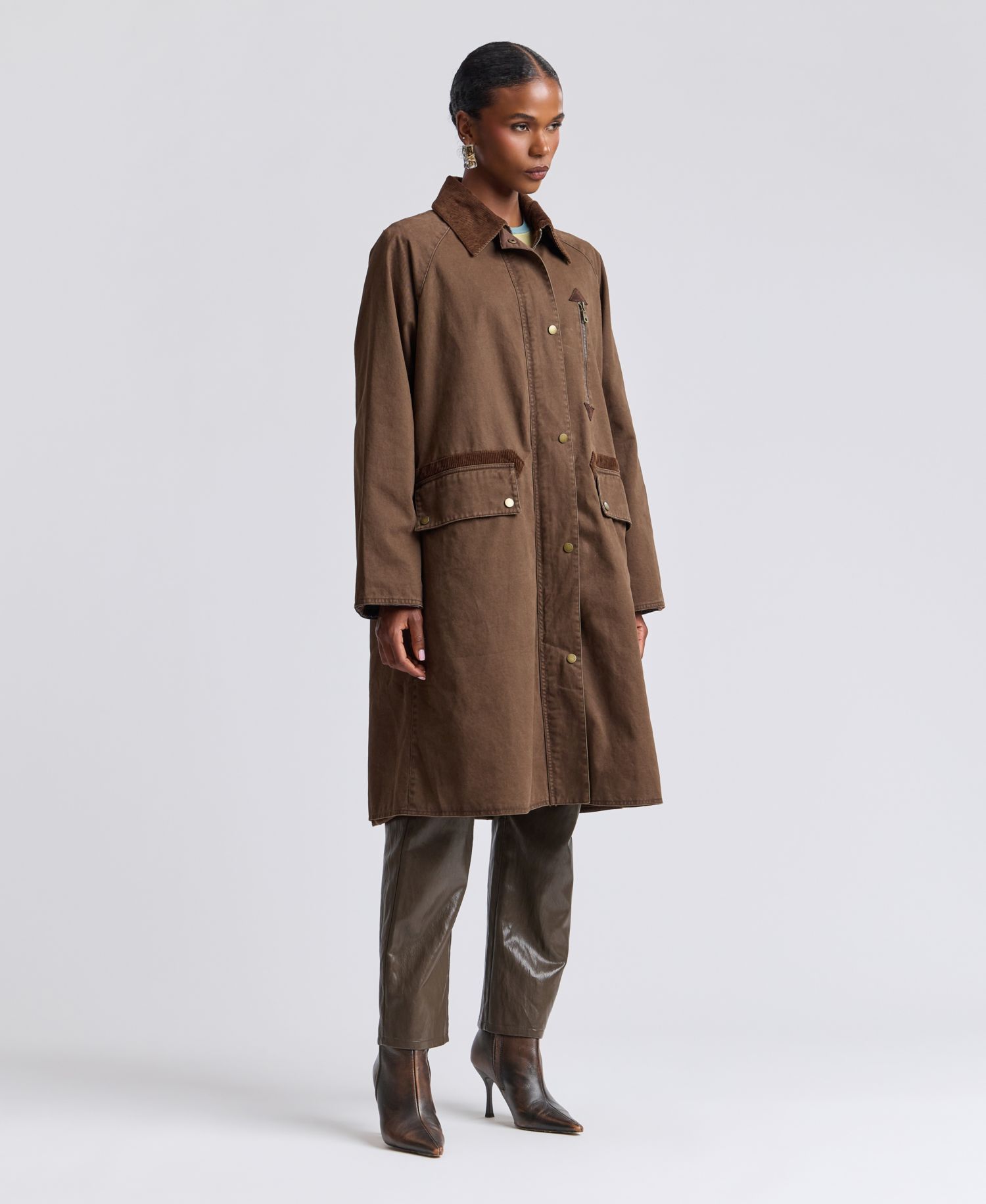 Women's Waxed Cotton Corduroy Utility Coat